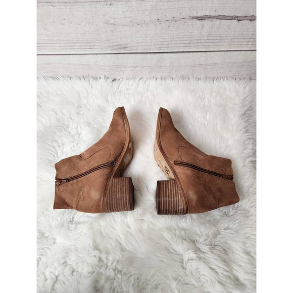 Gianni Bini Womens‎ Ankle Boots Booties Brown Leather Stacked Heel Zip 8.5 M - Picture 5 of 9